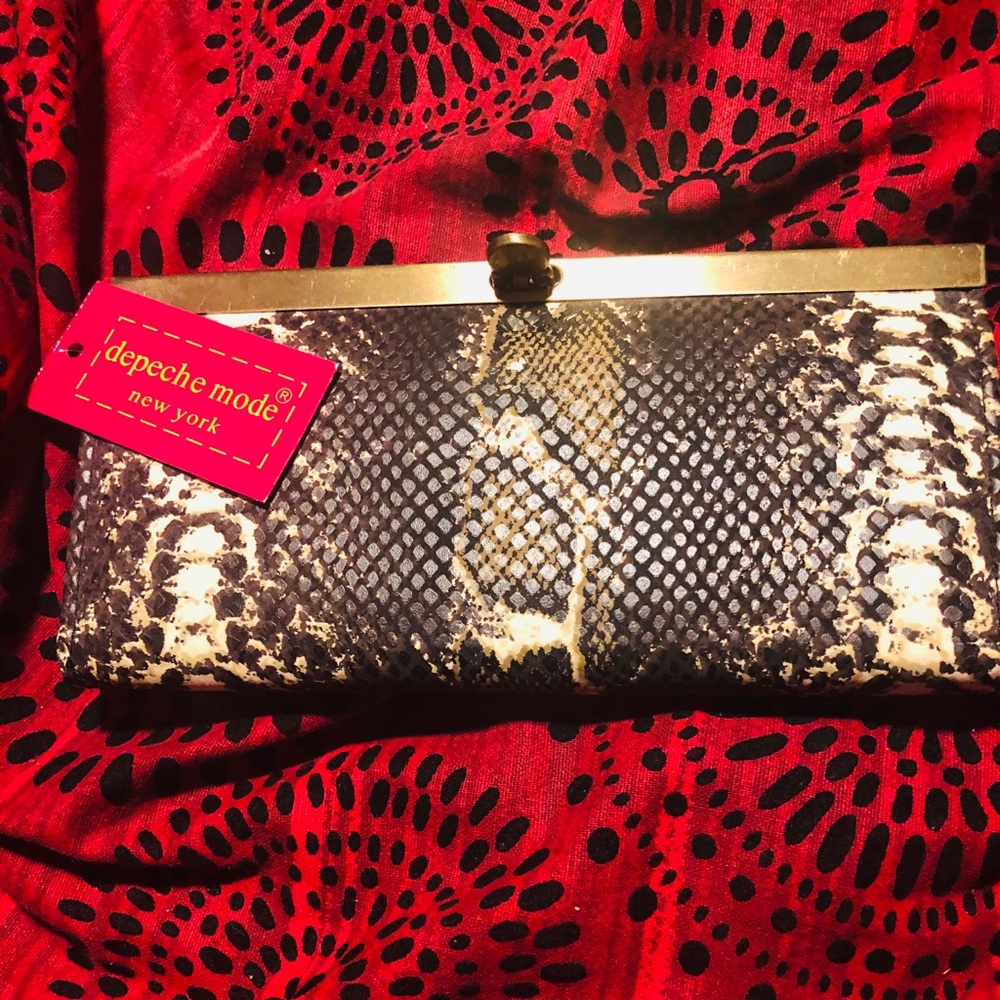 Leather snake print purse with built in wallet
